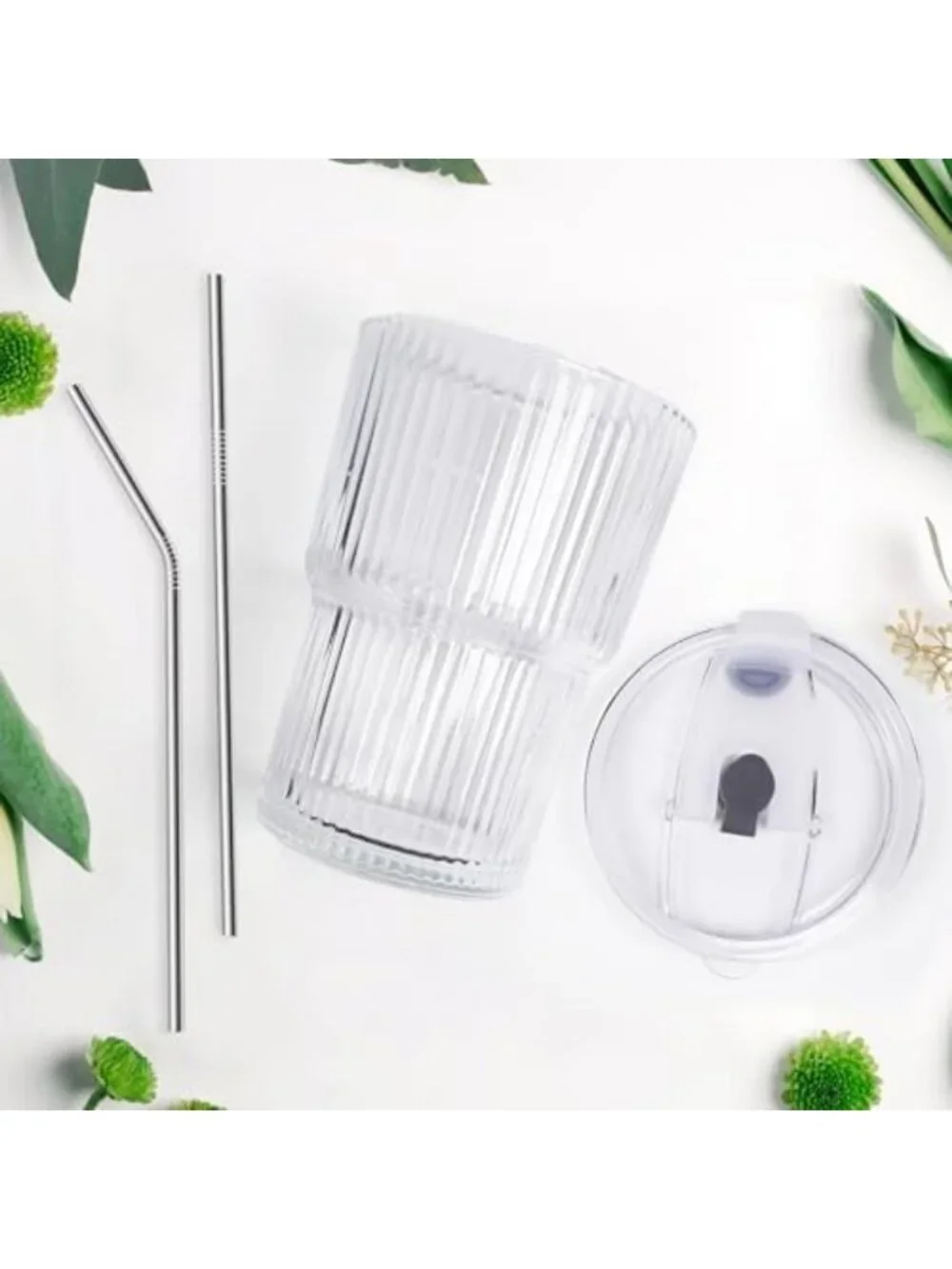 Reusable 16oz Iced Coffee Cups with Lids & Straws - Set of 4, BPA Free
